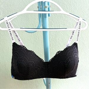 Victoria's Secret Black Lace Bra with Logo Straps.